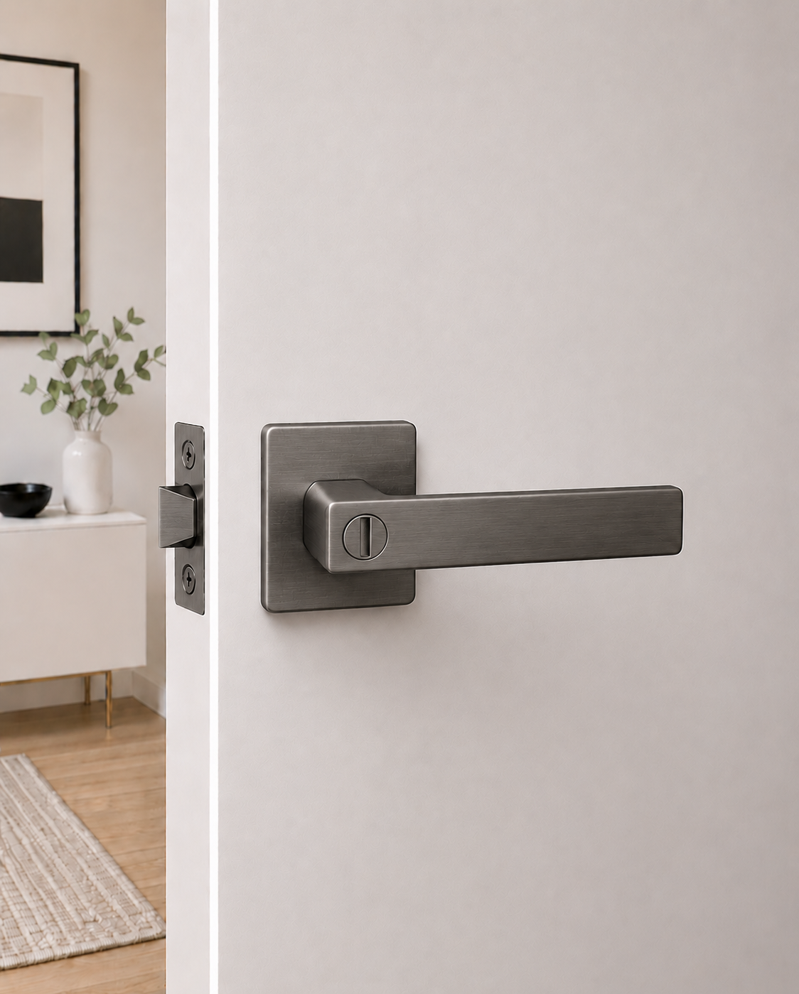 ASTON PRIVACY SET BRUSHED GUNMETAL DOOR HANDLE