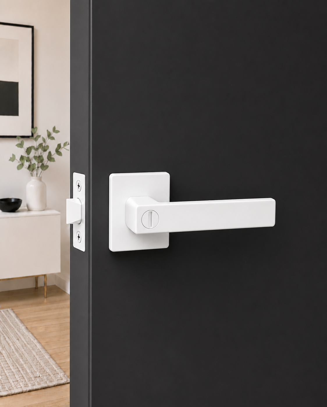 ASTON PRIVACY SET MATT WHITE DOOR HANDLE