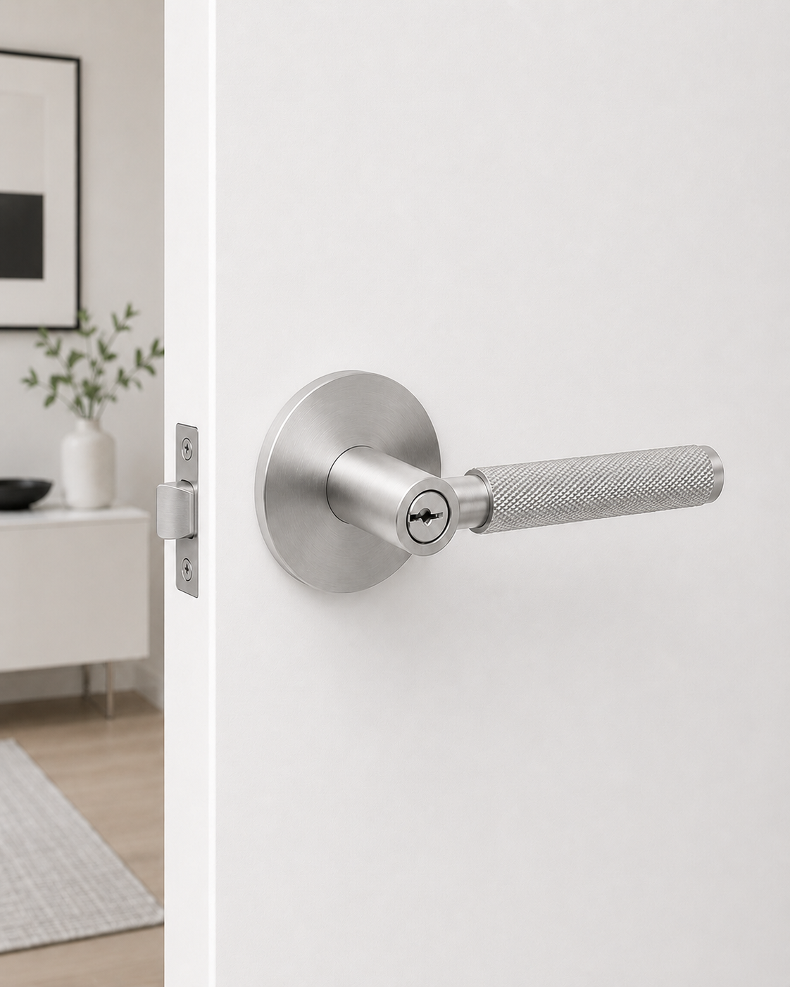 PERA ENTRANCE SET SATIN CHROME DOOR HANDLE