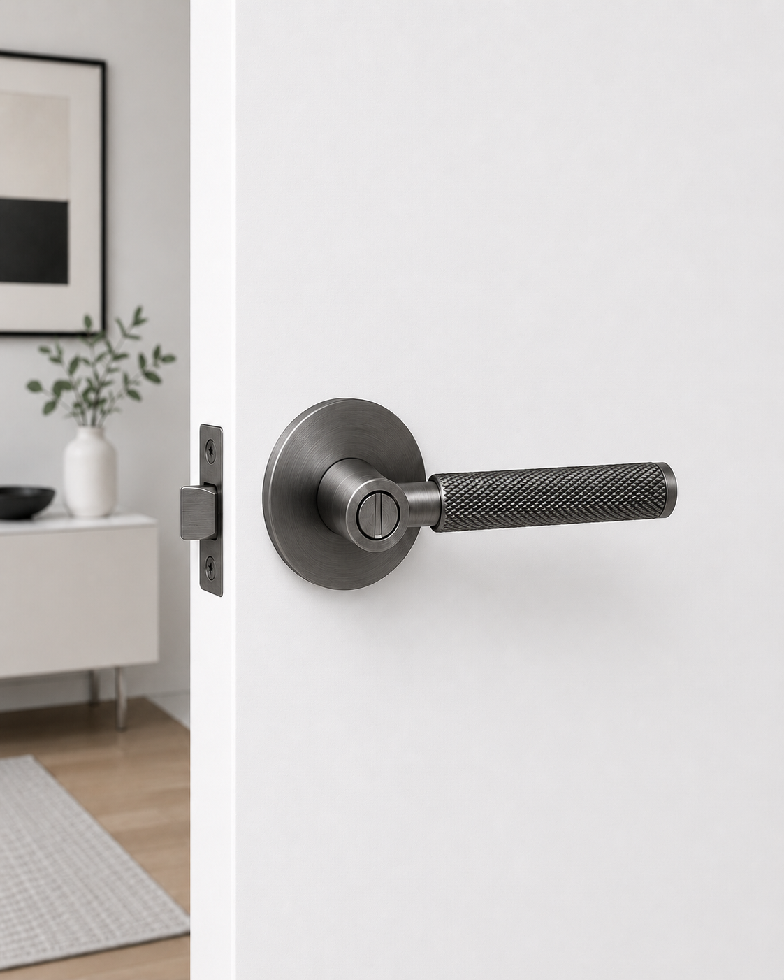 PERA PRIVACY SET BRUSHED GUNMETAL DOOR HANDLE