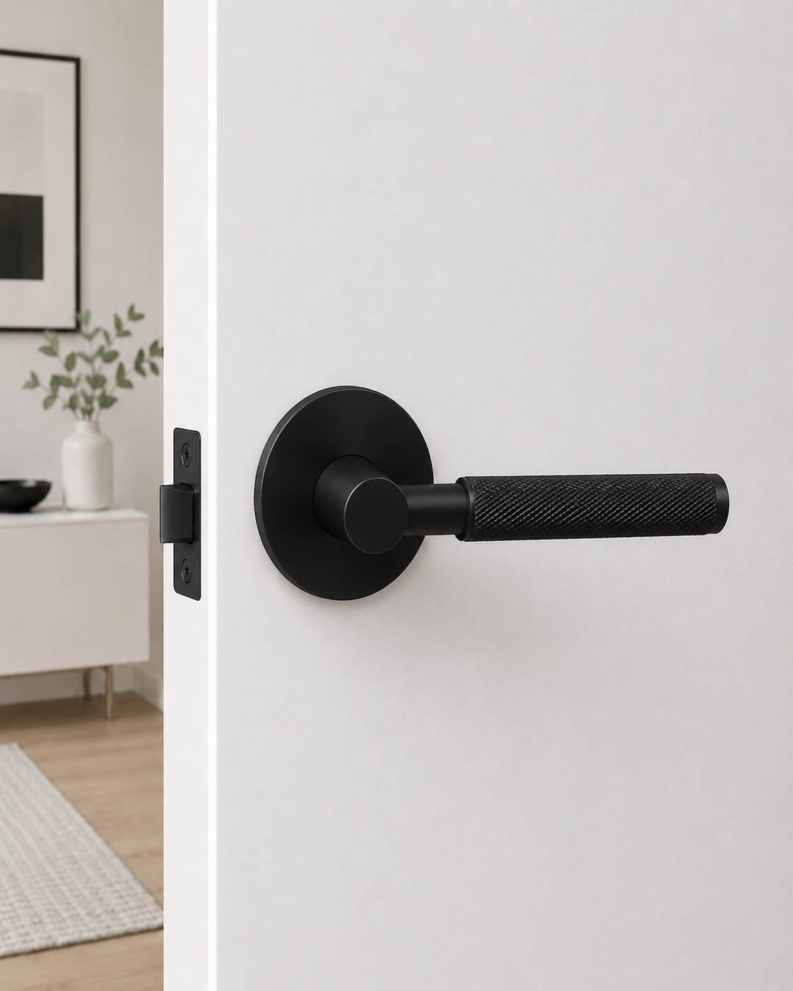 PERA PASSAGE SET MATT BLACK DOOR HANDLE