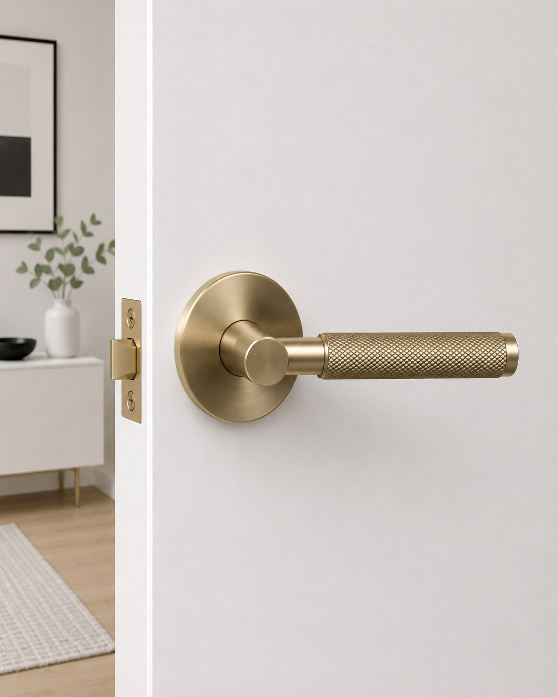 PERA PASSAGE SET SATIN BRASS DOOR HANDLE