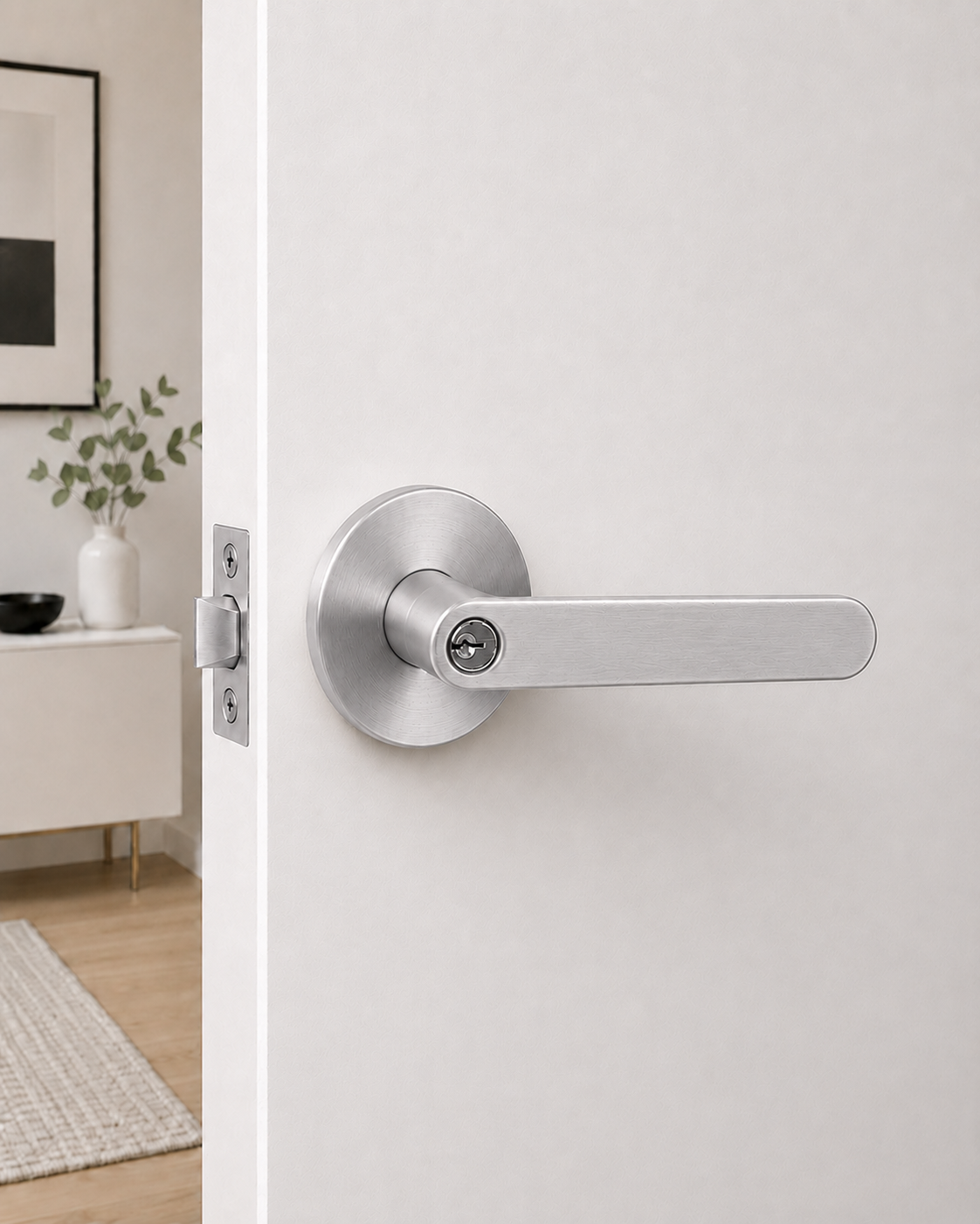 BELLA ENTRANCE SET SATIN CHROME DOOR HANDLE