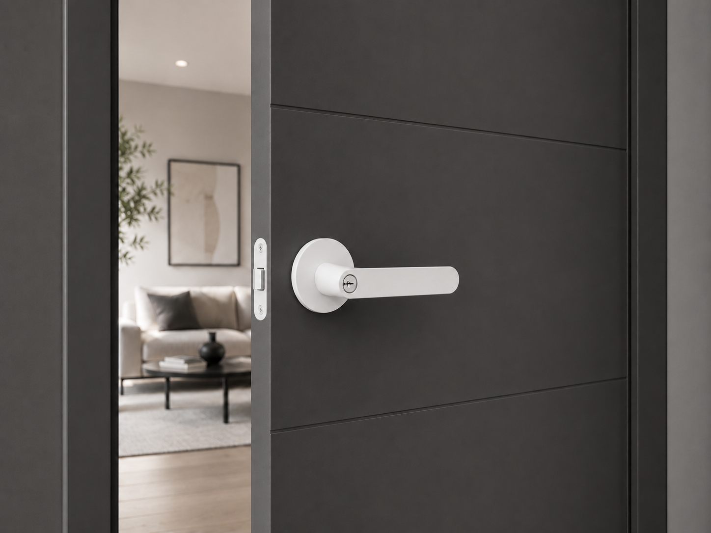 BELLA ENTRANCE SET MATT WHITE DOOR HANDLE