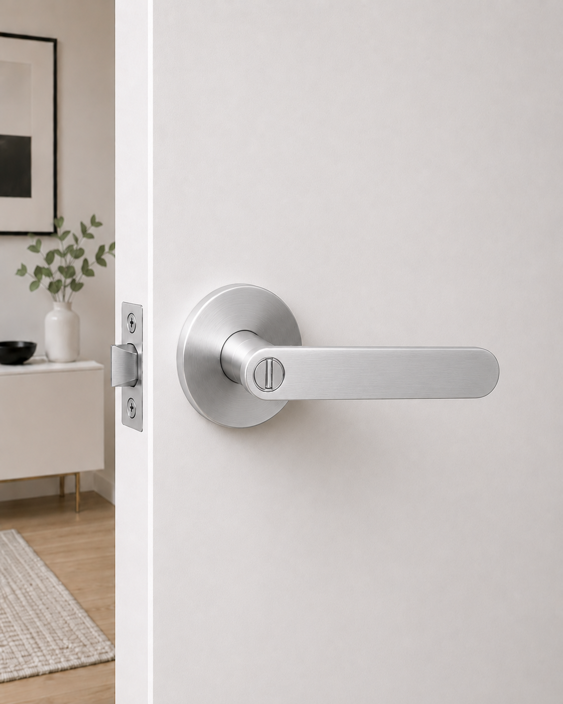 BELLA PRIVACY SET SATIN CHROME DOOR HANDLE
