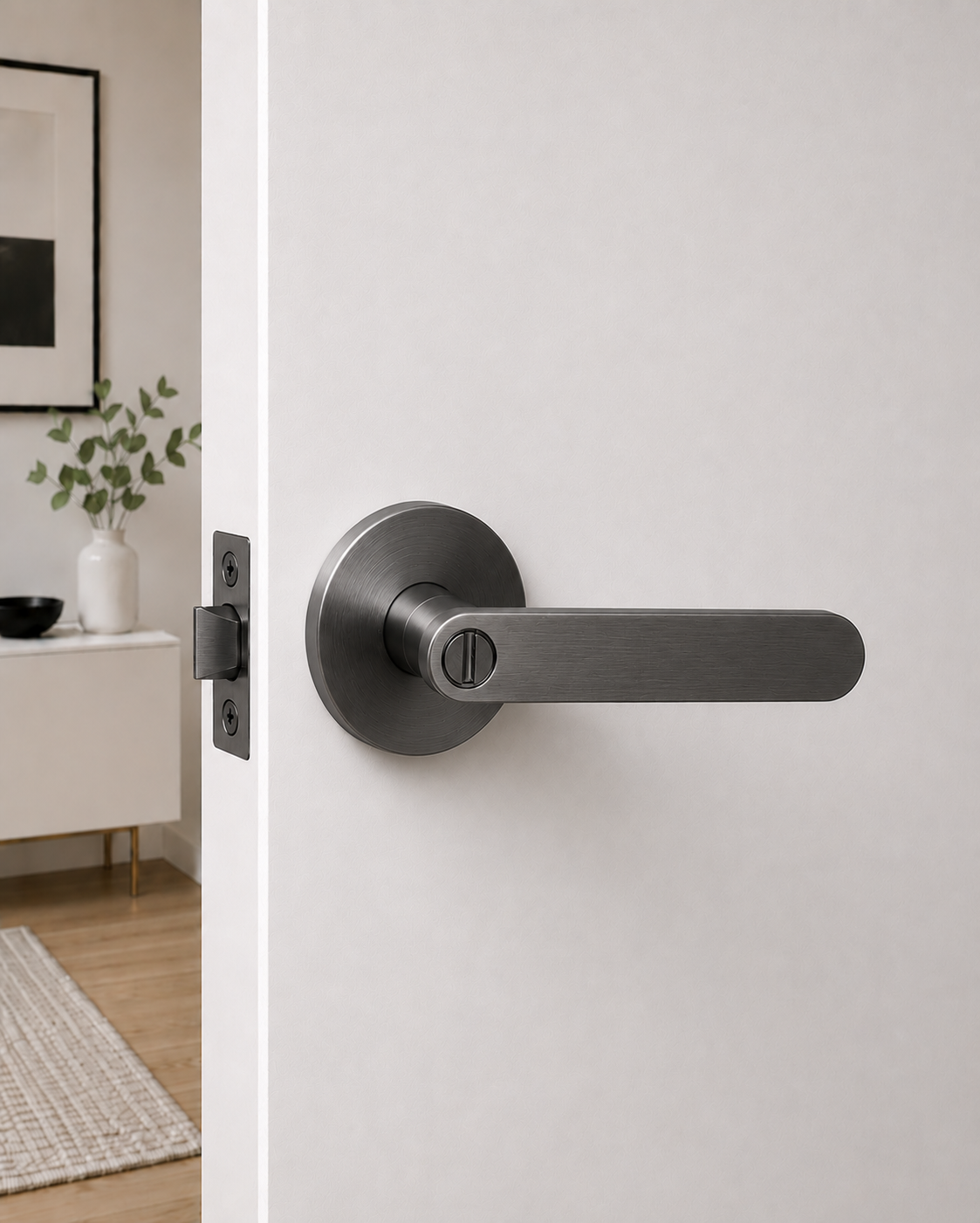 BELLA PRIVACY SET BRUSHED GUNMETAL DOOR HANDLE