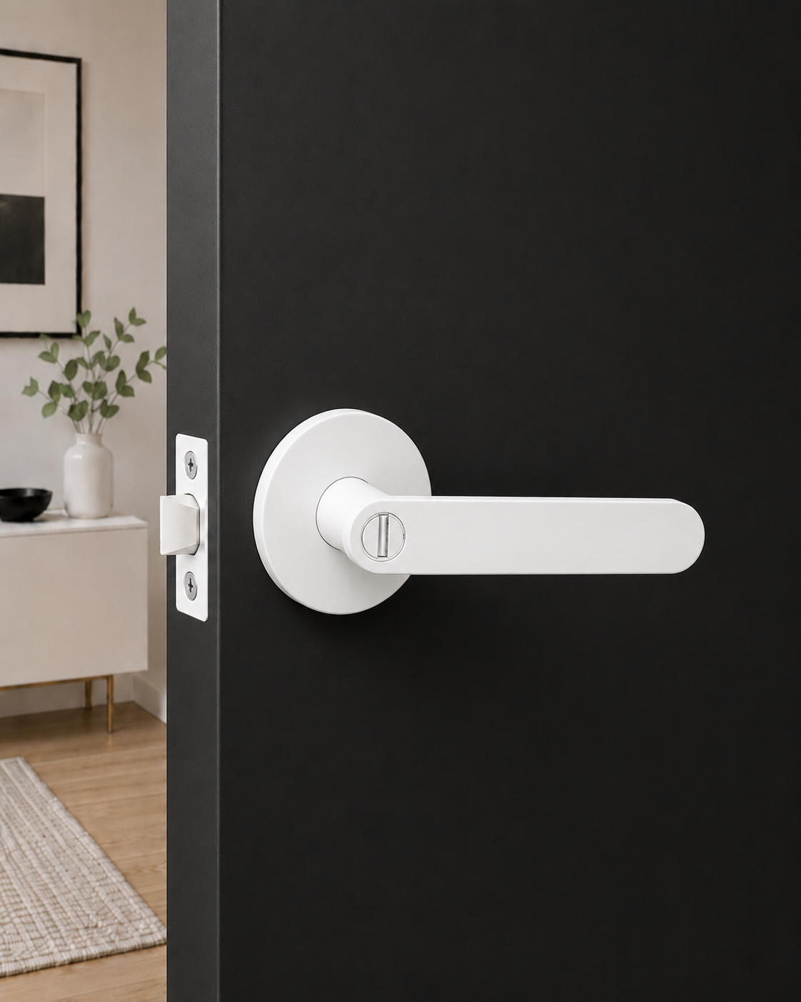 BELLA PRIVACY SET MATT WHITE DOOR HANDLE