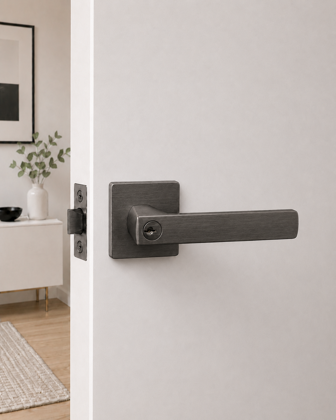 ASTON ENTRANCE SET BRUSHED GUNMETAL DOOR HANDLE