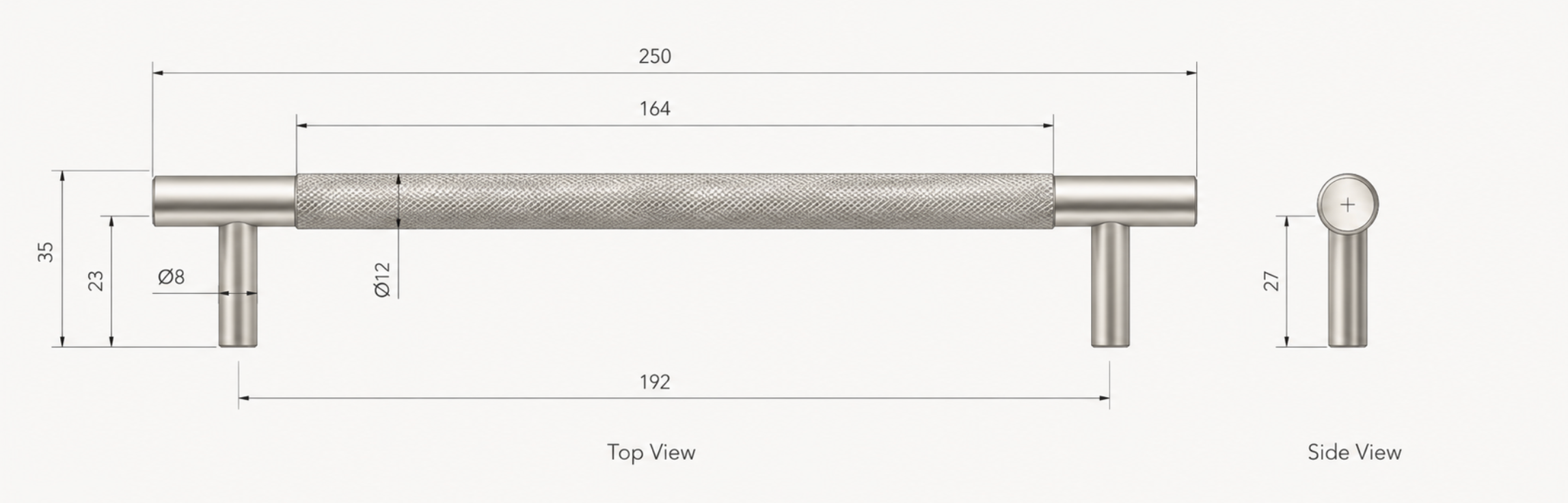 CABINETRY PULL - SATIN NICKEL - 250mm