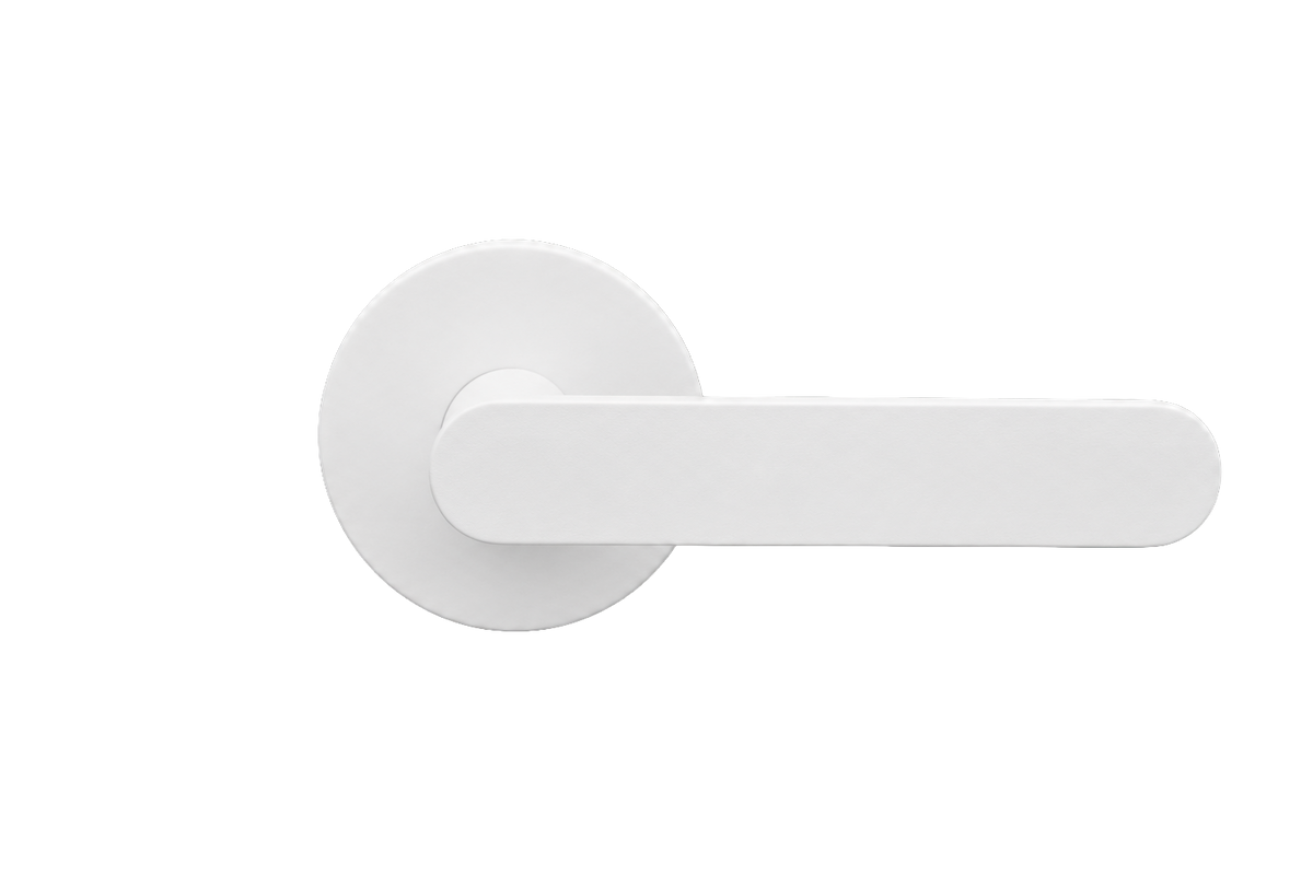 White door handle on a white background