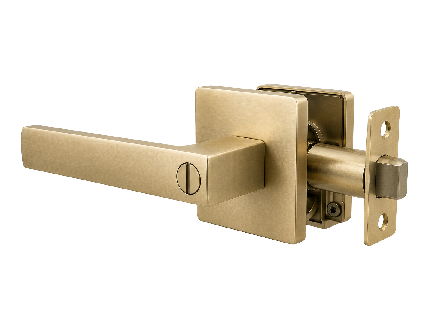 ASTON PRIVACY SET  SATIN BRASS DOOR HANDLE