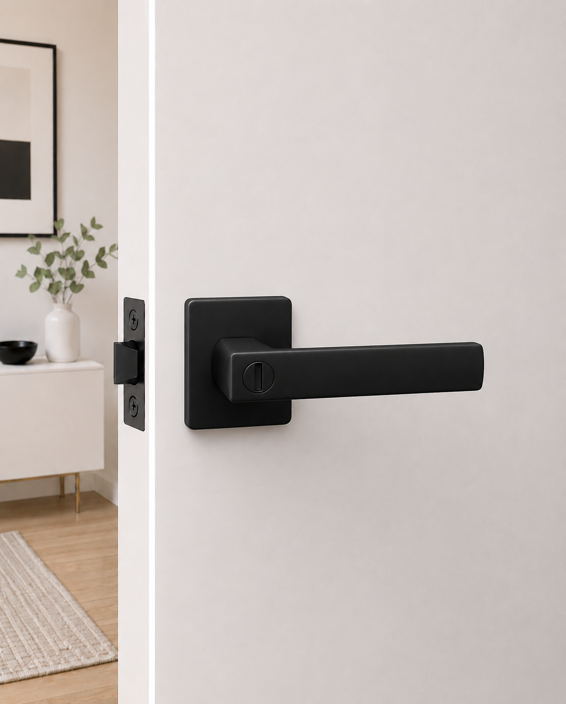 ASTON PRIVACY SET MATT BLACK DOOR HANDLE