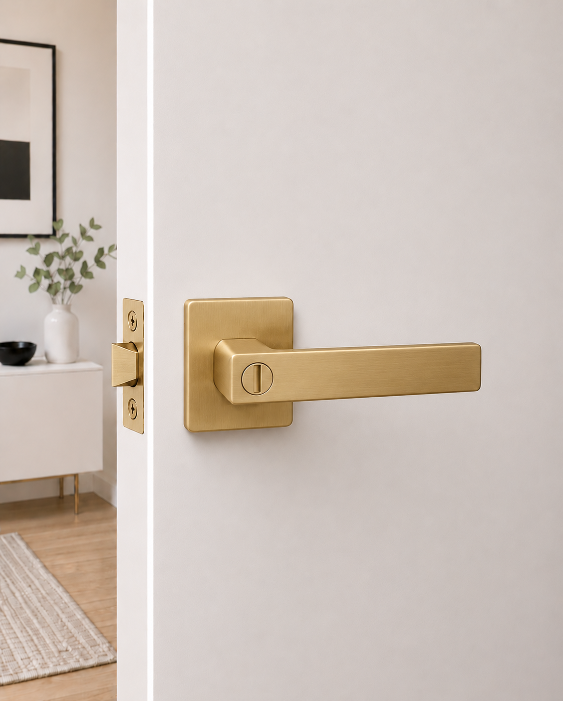 ASTON PRIVACY SET  SATIN BRASS DOOR HANDLE