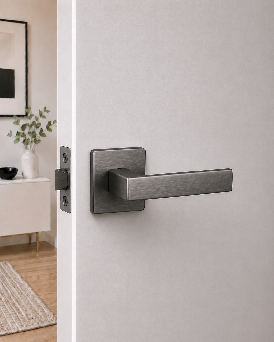 ASTON PASSAGE SET BRUSHED GUNMETAL DOOR HANDLE