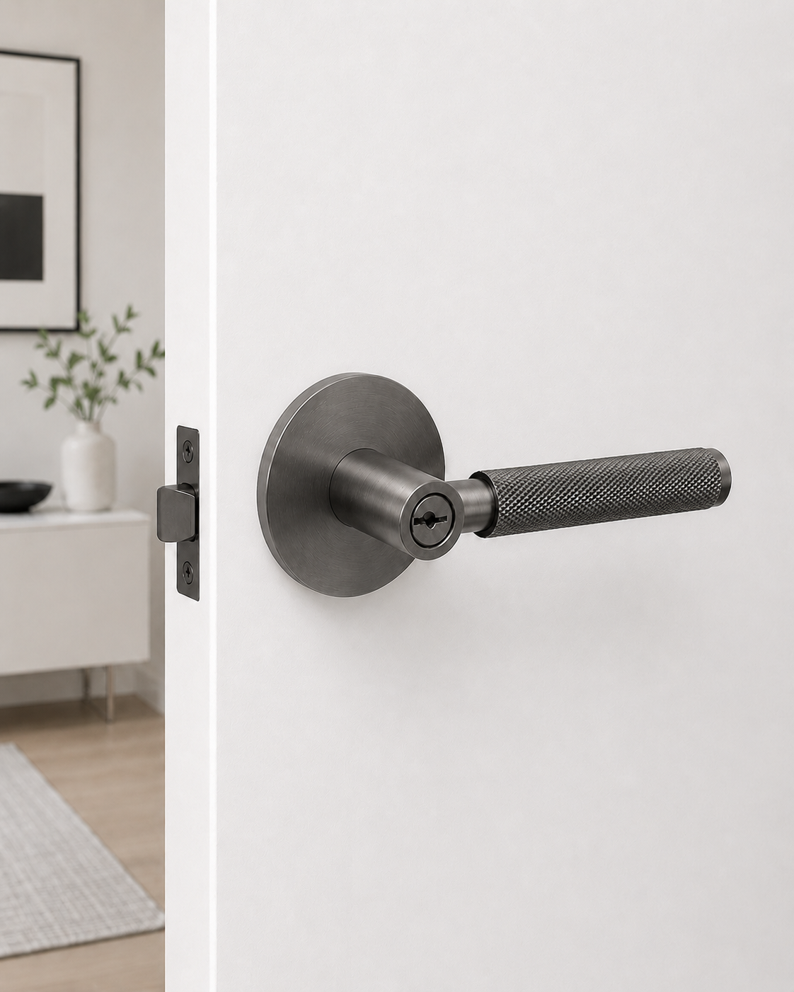 PERA ENTRANCE SET BRUSHED GUNMETAL DOOR HANDLE