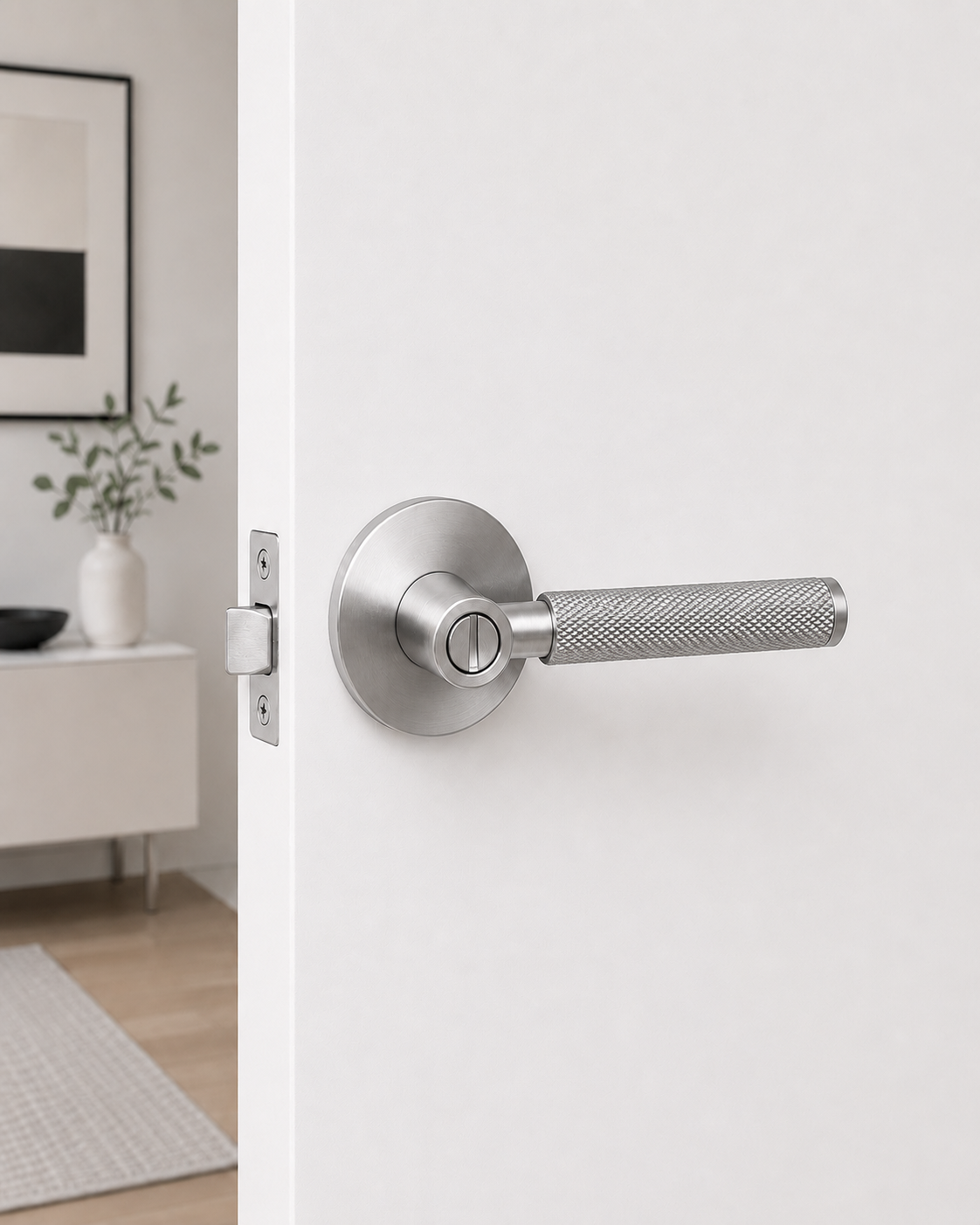 PERA PRIVACY SET SATIN CHROME DOOR HANDLE