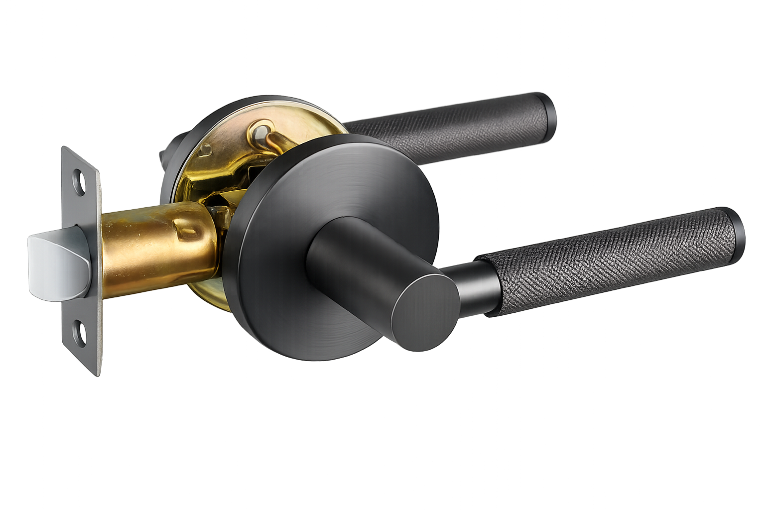 PERA PASSAGE SET BRUSHED GUNMETAL DOOR HANDLE
