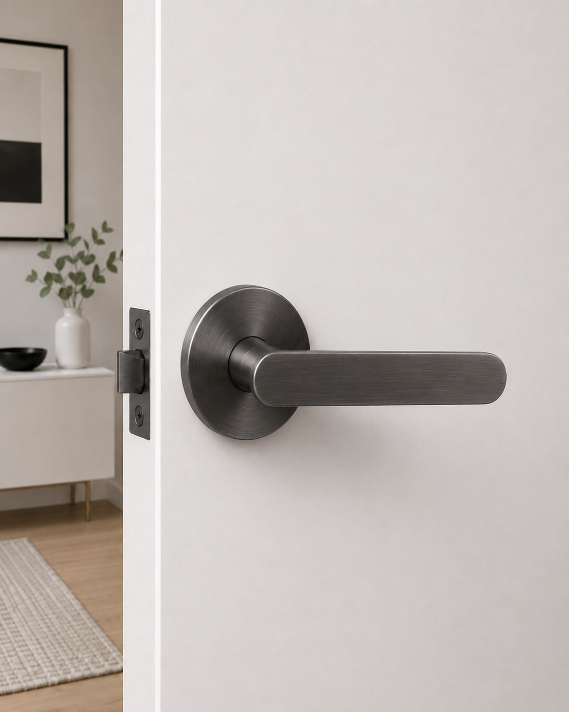 BELLA PASSAGE SET BRUSHED GUNMETAL DOOR HANDLE