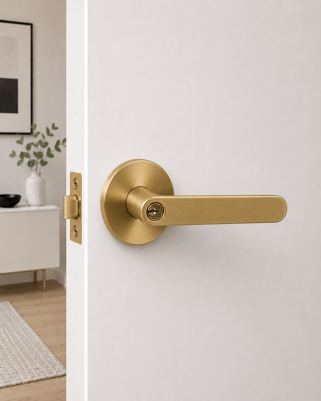 BELLA ENTRANCE SET SATIN BRASS DOOR HANDLE