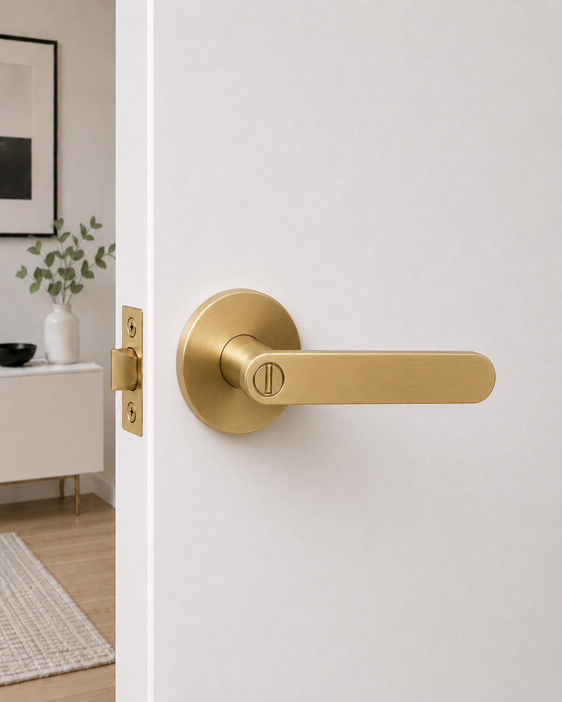 BELLA PRIVACY SET SATIN BRASS DOOR HANDLE
