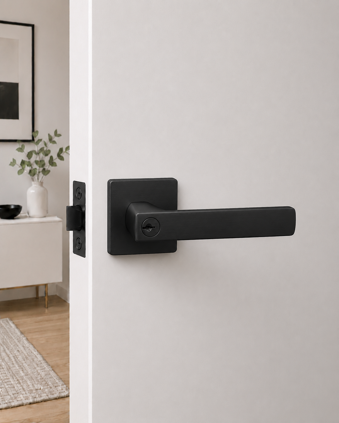 ASTON ENTRANCE SET MATT BLACK DOOR HANDLE