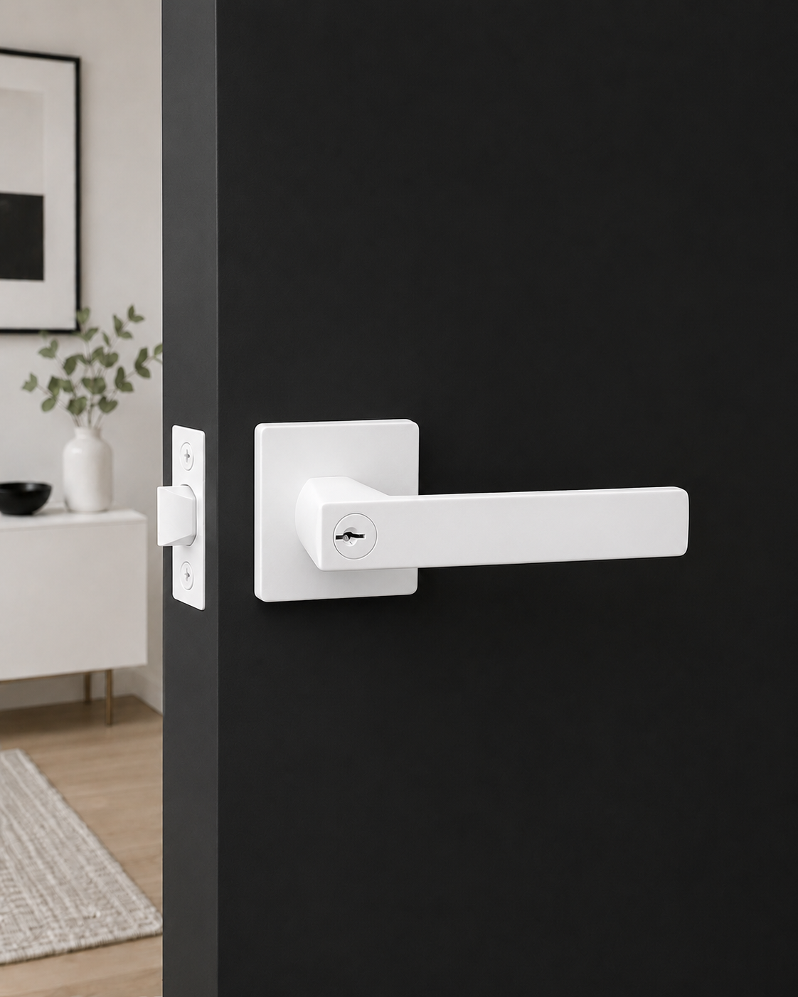 ASTON ENTRANCE SET MATT WHITE DOOR HANDLE