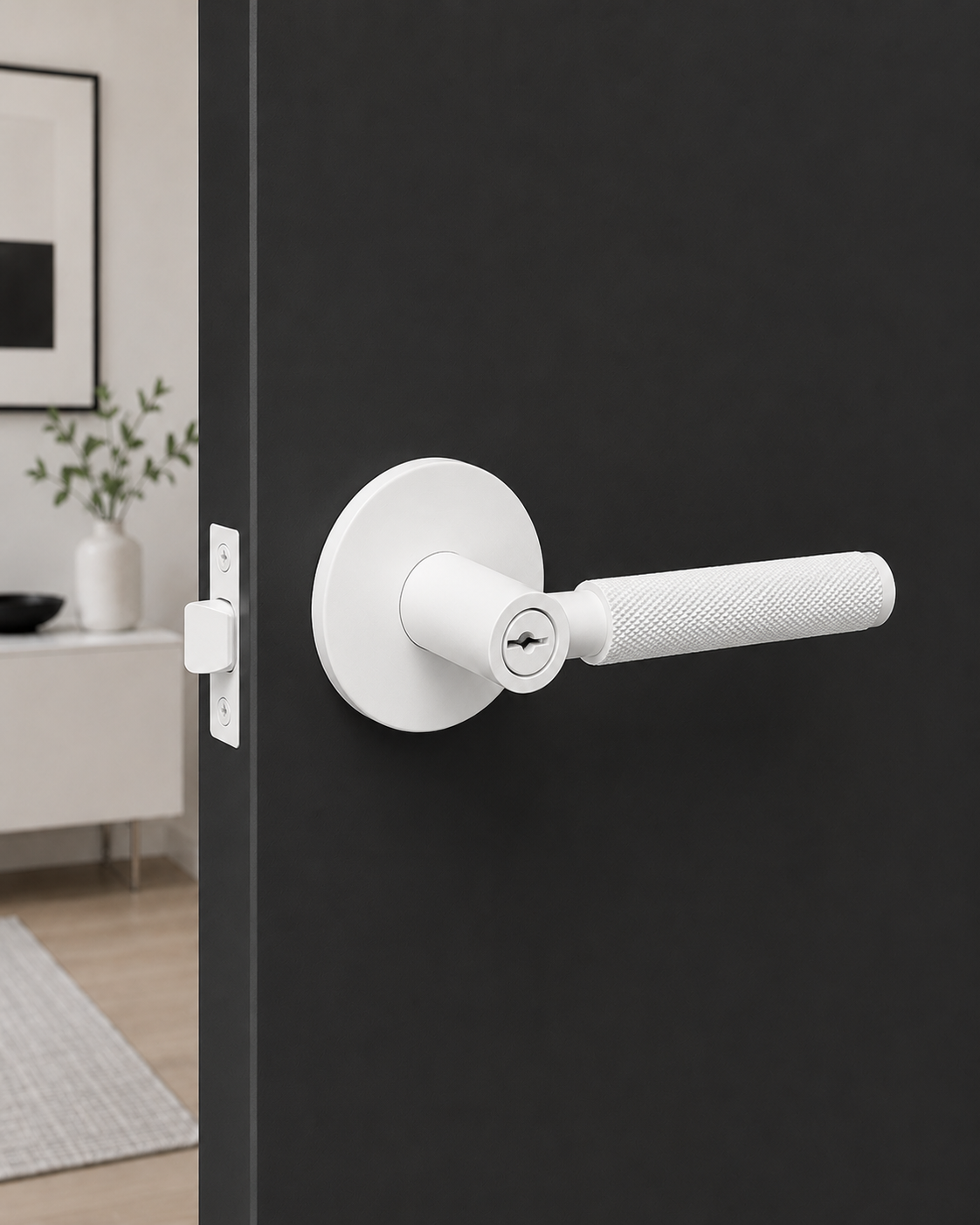 PERA ENTRANCE SET MATT WHITE DOOR HANDLE