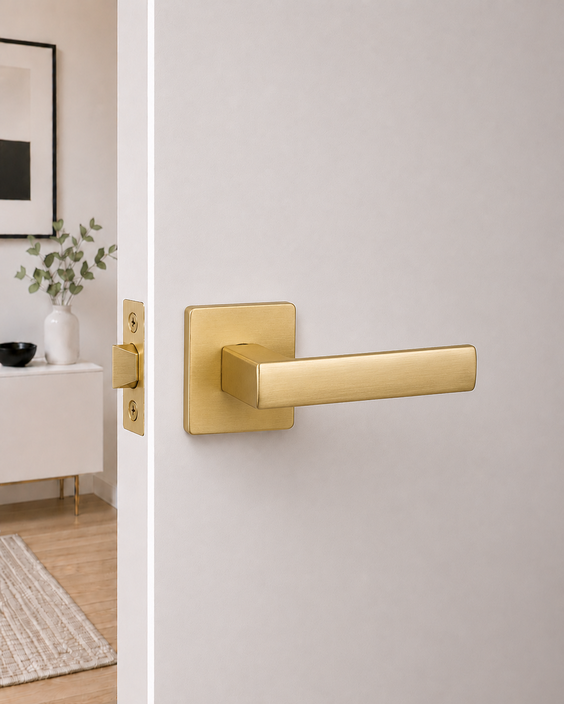 ASTON PASSAGE SET SATIN BRASS DOOR HANDLE