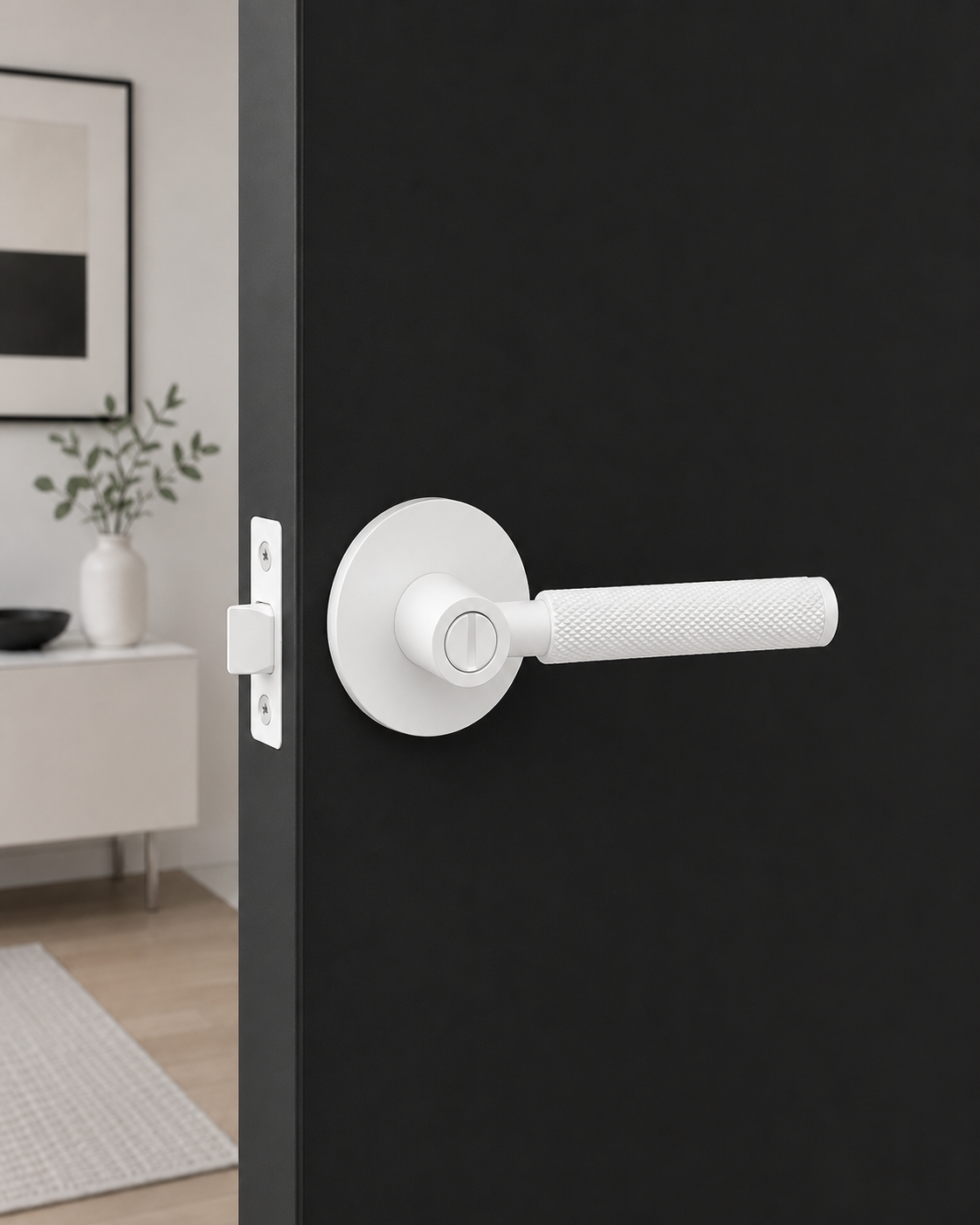 PERA PRIVACY SET MATT WHITE DOOR HANDLE